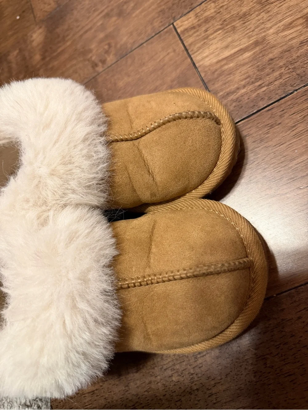 Cozy Tan Kids Faux-Shearling Slipper Boots